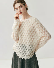 Breathable Silk Cashmere Crew Neck Pullover Sweater