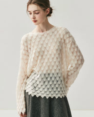 Breathable Silk Cashmere Crew Neck Pullover Sweater