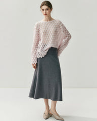 Breathable Silk Cashmere Crew Neck Pullover Sweater