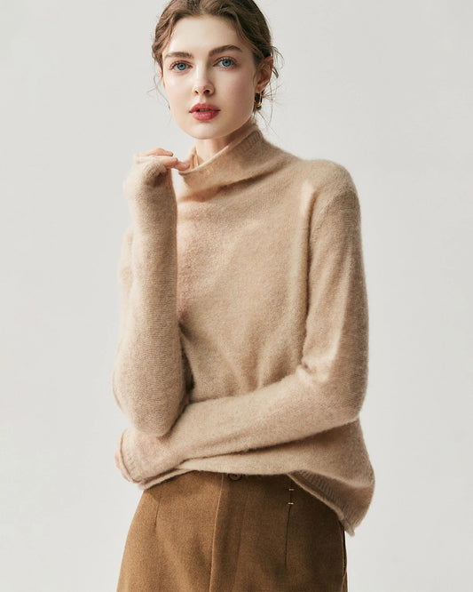 Silk-Cashmere Long Sleeve Turtleneck Sweater