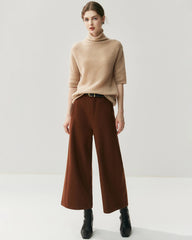 Silk-Cashmere Short Sleeve Turtleneck Sweater