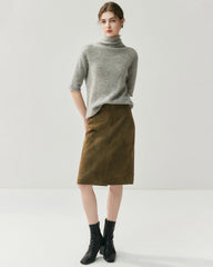 Silk-Cashmere Short Sleeve Turtleneck Sweater