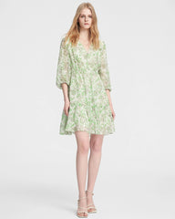 Spring Moss Paisley Silk Mini Dress