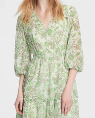 Spring Moss Paisley Silk Mini Dress