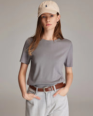 Women's Short Sleeve Silk Jersey, Grey