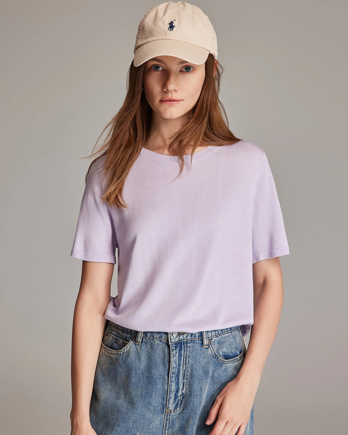 Women's Short Sleeve Silk Jersey, Lilac