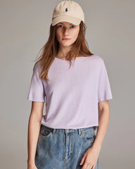 Women's Short Sleeve Silk Jersey, Lilac