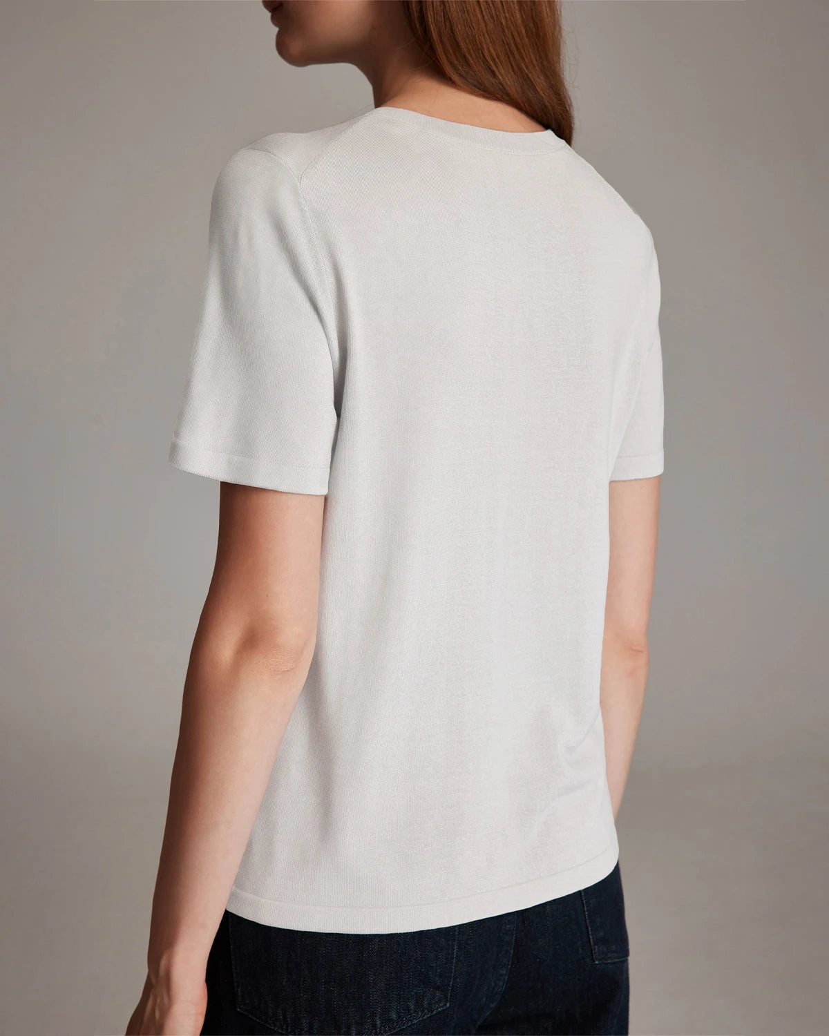 Women's Short Sleeve Silk Jersey, White