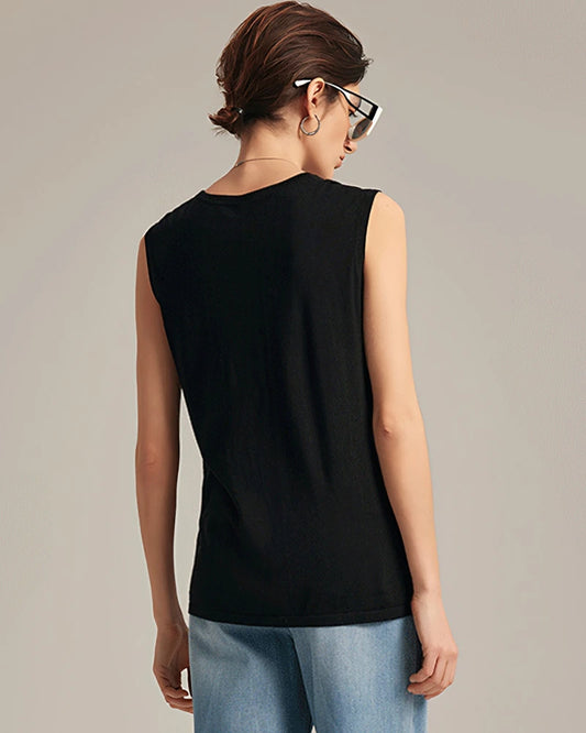 Sleeveless Silk Jersey, Black