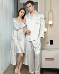 Silk Sleepwear For Couple, Grey