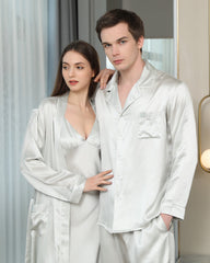 Silk Sleepwear For Couple, Grey