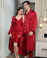 Silk Sleepwear For Couple, Red