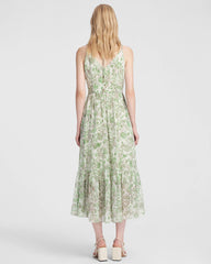 Spring Moss Paisley Silk Maxi Dress