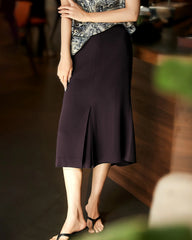 30 Momme Silk Mermaid Midi Skirt with Slit