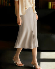 30 Momme Silk Mermaid Midi Skirt with Slit
