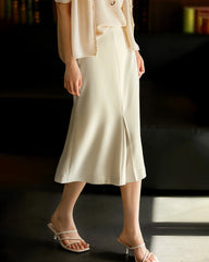 30 Momme Silk Mermaid Midi Skirt with Slit