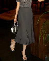 30 Momme Silk Mermaid Midi Skirt with Slit