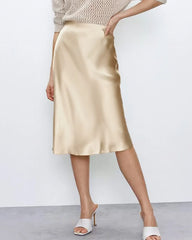 Elegant Knee-Length Silk Skirt - DAISYSILK UK