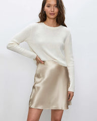 Bias Silk Slip Mini Skirt, Champagne