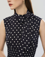 19 Momme Silk Polka Dot Mock Neck Midi Dress