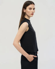 18 Momme Silk Button Front Sleeveless Shell Top