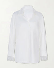 22 Momme Oversized Silk Lace Trim Shirt