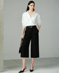 22 Momme Oversized Silk Lace Trim Shirt