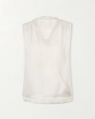 Silk Lace Trim V Neck Sleeveless Top