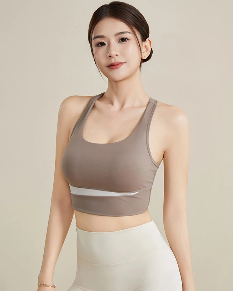 Silk Yoga Sports Bra, Brown