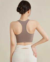 Silk Yoga Sports Bra, Brown