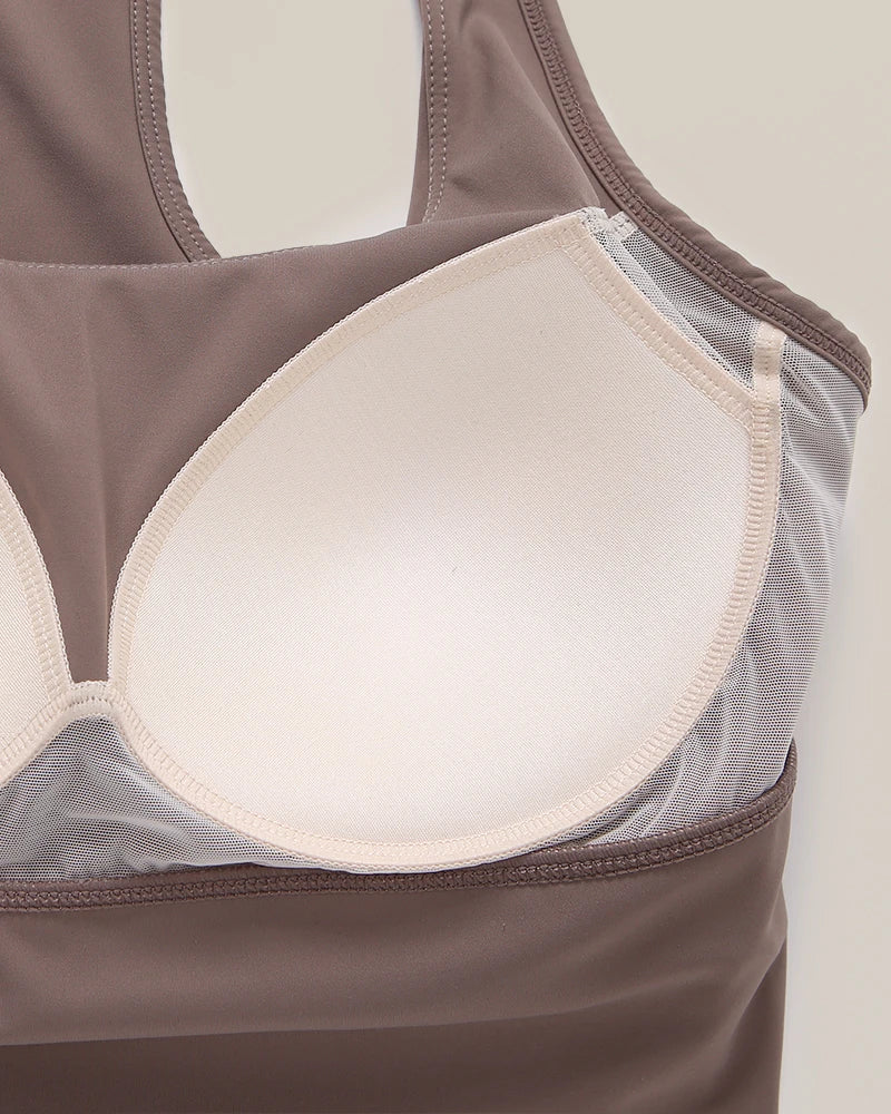 Silk Yoga Sports Bra, Brown
