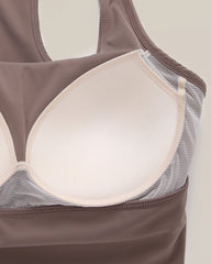 Silk Yoga Sports Bra, Brown