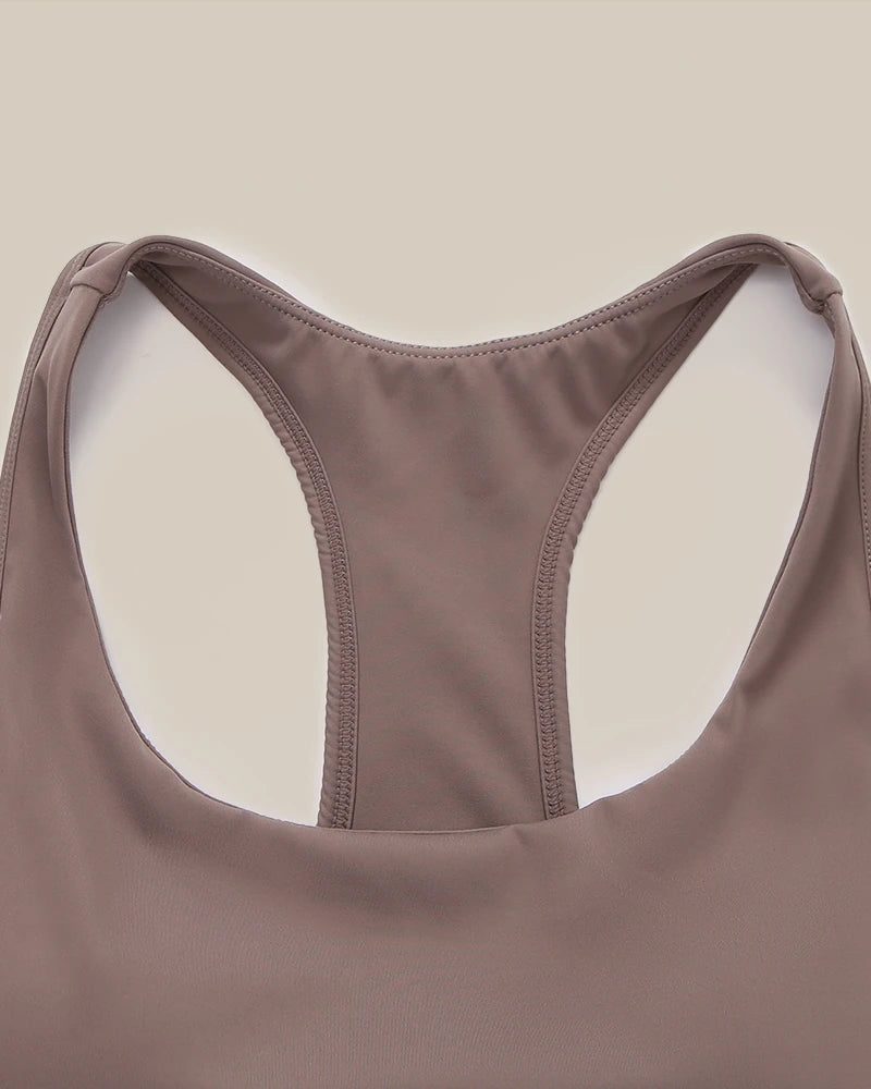 Silk Yoga Sports Bra, Brown