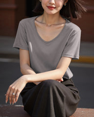 Women’s Silk Jersey V Neck Tee - DAISYSILK UK