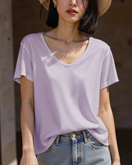 Women’s Silk Jersey V Neck Tee - DAISYSILK UK