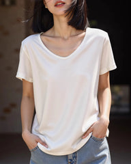 Women’s Silk Jersey V Neck Tee - DAISYSILK UK