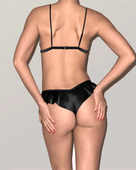 Silk Wireless Triangle Bra and Ruffle Thong Set