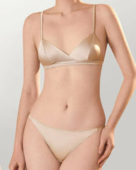Silk Triangle Bralette and V String Panty Set