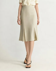 Triacetate A-Line Midi Skirt with Silk Lining