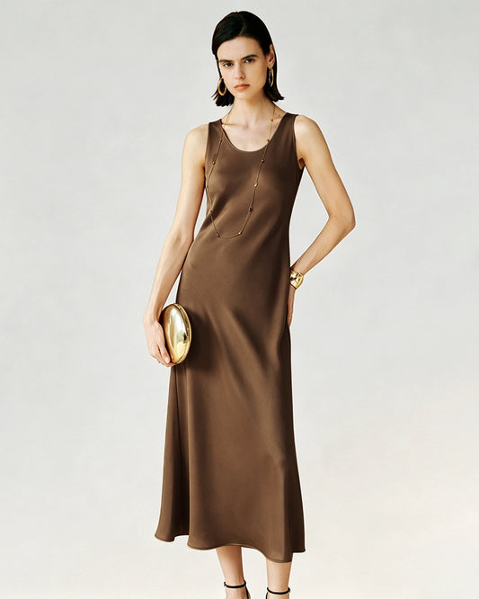 Triacetate Bias Cut Sleeveless Maxi Dress