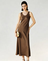 Triacetate Bias Cut Sleeveless Maxi Dress