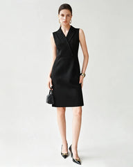 Triacetate V-Neck Blazer Dress with Silk Lining