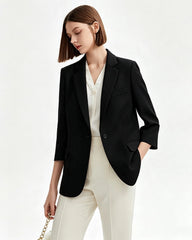 Triacetate Blazer and Ankle Pants Suit Set
