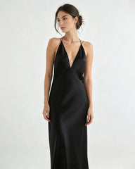 Liquid Triacetate Deep V Maxi Slip Dress