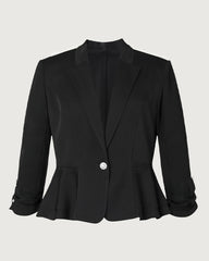Triacetate Peplum Blazer with Silk Lining