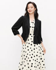 Triacetate Peplum Blazer with Silk Lining