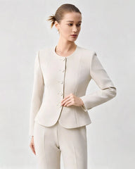 Triacetate Silk Lined Sculpting Peplum Jacket