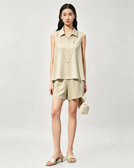 Triacetate Polo Zip Top and Shorts Set