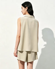 Triacetate Polo Zip Top and Shorts Set