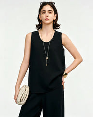 Triacetate Relaxed Fit Crew Neck Tank Top